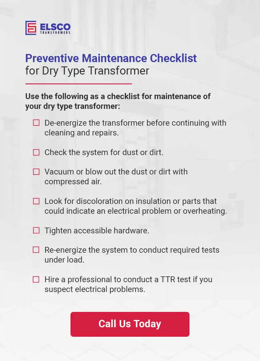 Preventive Maintenance Checklist for Dry Type Transformer 