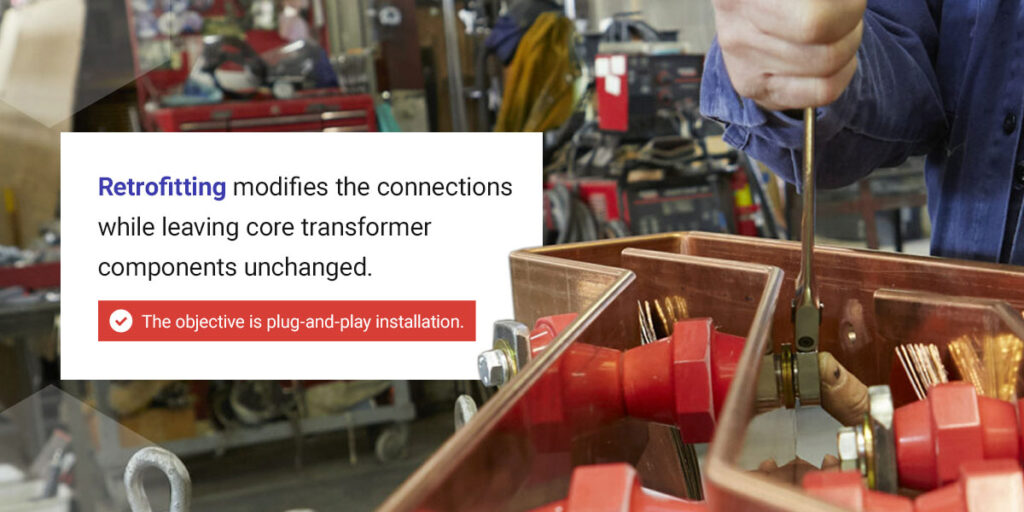 Retrofitting modifies the connections while leaving core transformer components unchanged.